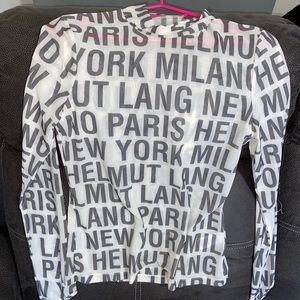 Helmet Lang City Print Mock Neck